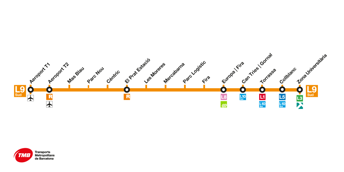 Barcelona metro line 9 Sud (L9S)  Transports Metropolitans de Barcelona