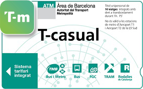 T Casual Barcelona Metro Bus Tickets Transports Metropolitans De Barcelona