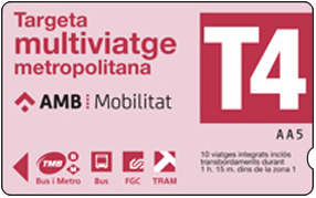 T-4 Barcelona Metro Bus Tickets | Transports Metropolitans de